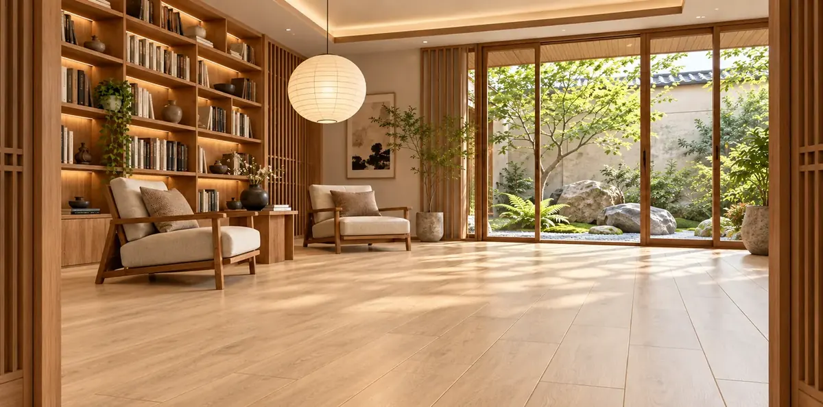 Sàn gạch dùng keo chà ron màu gỗ