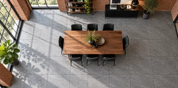 Mẫu ron gạch màu xám đậm thực tế 4